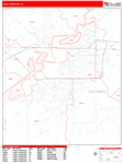 Lake Charles Wall Map Red Line Style